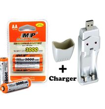 Multiple Power Double A Rechargeable Battery (2Pcs) + USB Charger